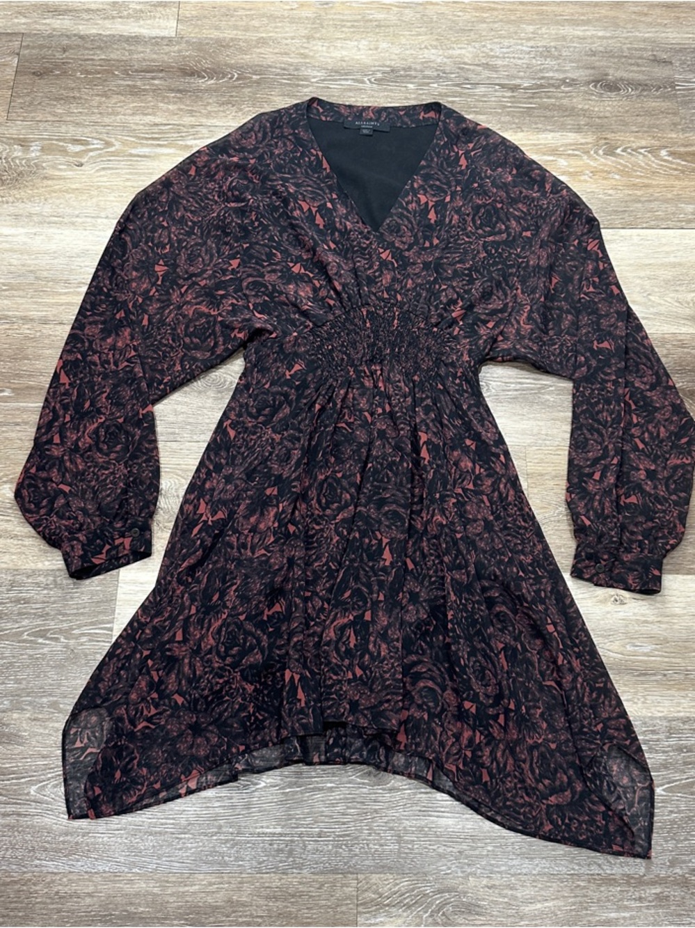 AllSaints Sheer Dress with Elastic Waist Detail